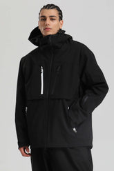 Men's Black Contrast-Zip Fully Sealed Waterproof Insulated Snow Jacket